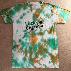 Lucky Charmer Tie-Dye Graphic Tee - Green & Orange